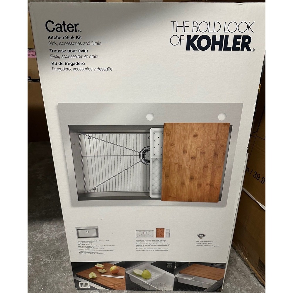 Kohler Cater Kitchen Sink Kit 33x22 Silver New Stainless Steel Dual-Mount Single